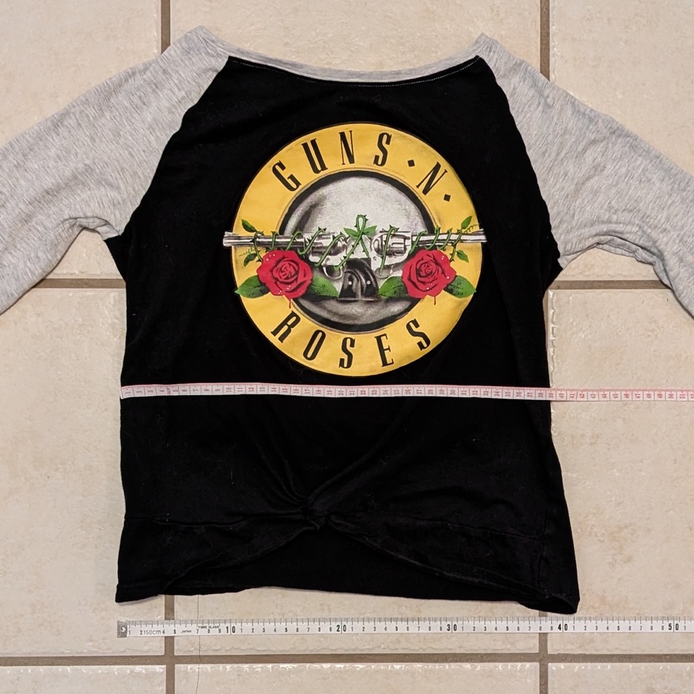 100% Cotton Tie Botton Guns n Roses Women’s Raglan Longsleeve Tee Band Tee - Picture 7 of 11